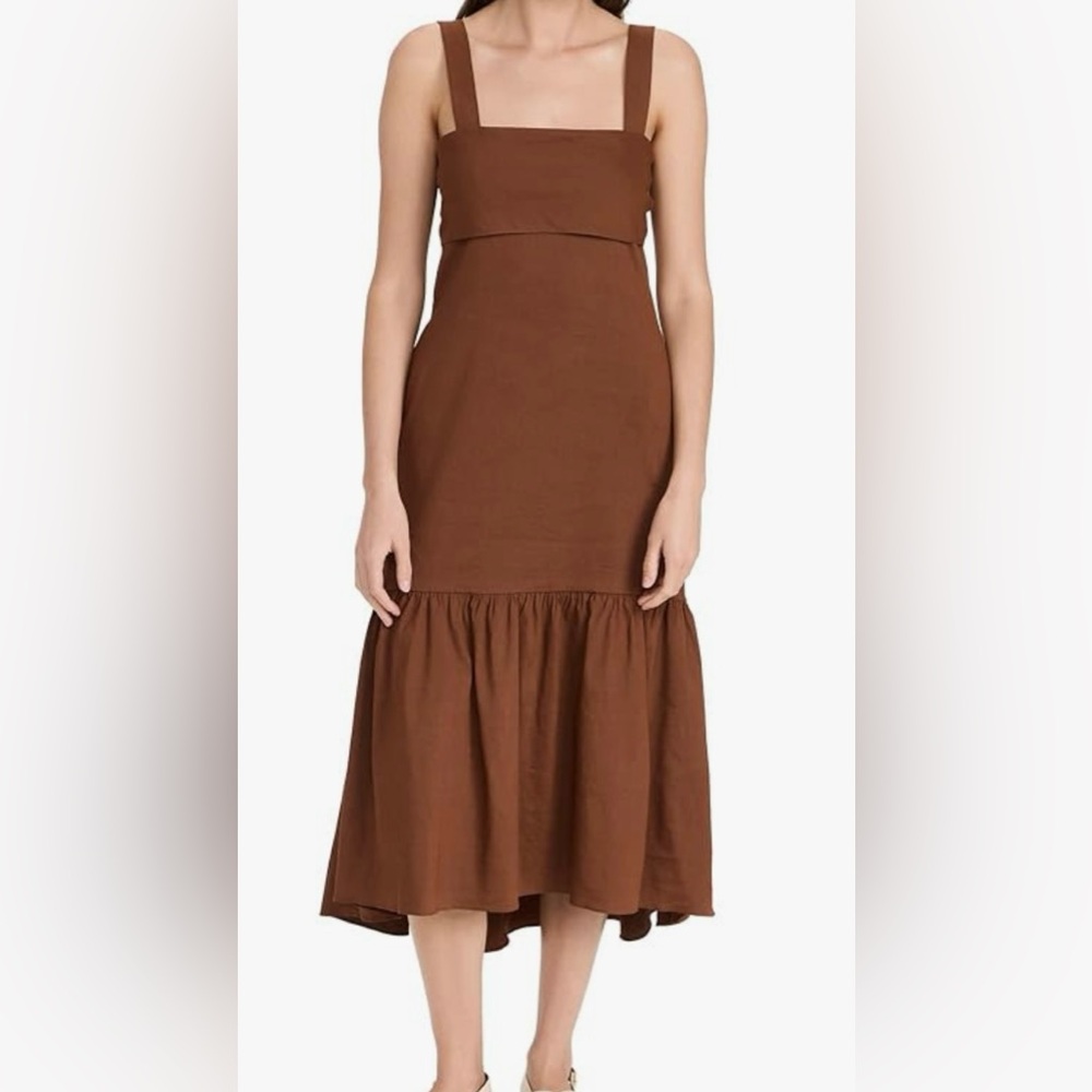 Theory Classic Tie Back Linen Dress Brown Size‎ Med